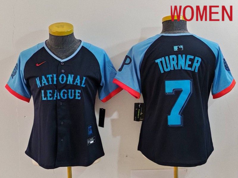 Women Philadelphia Phillies #7 Turner Blue All star 2024 Nike MLB Jersey style 1->women mlb jersey->Women Jersey